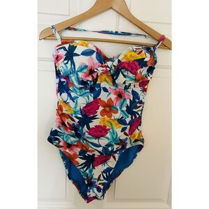 Bleu Rod Beattie Bandeau One Piece Swimsuit Go For Bold Paisley Shirred Size 10